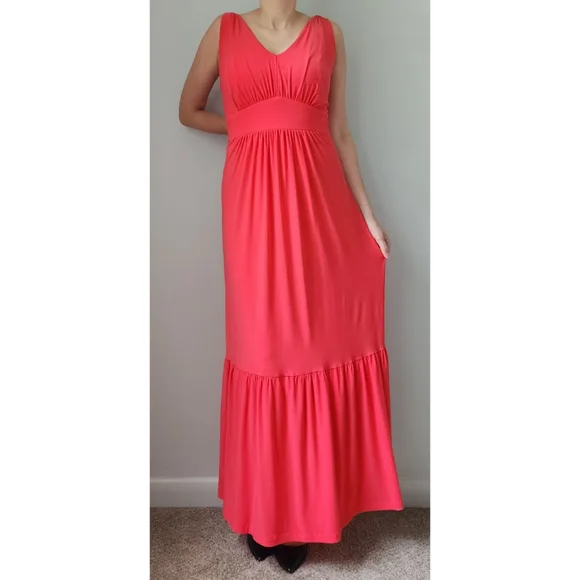 Travelsmith Dresses | Travelsmith Coral Pink Sleeveless Maxi Dress L Packable Travel Dress | Color: Orange/Pink | Size: L | Vodkadew's Closet